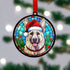 German Shepherd White in Santa Hat Suncatcher Decoration